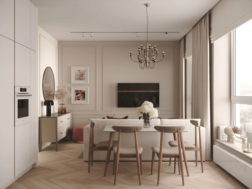 зонирование кухни гостиной